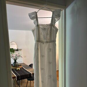 AND NOW THIS | Women's Cotton Ruffled-Strap Swiss Dot Maxi Dress